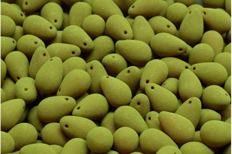 Czech Glass Drop Beads - 6x9mm - Matte Velvet Chartreuse - Pack of 10