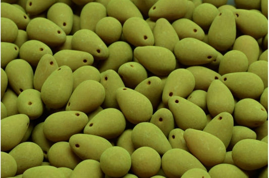 Czech Glass Drop Beads - 6x9mm - Matte Velvet Chartreuse - Pack of 10