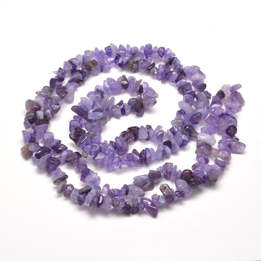 5x8mm Natural Amethyst Chip Beads - 78cm Strand
