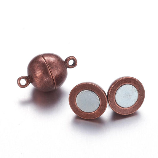 Antique Copper 16x10mm Round Magnetic Clasp