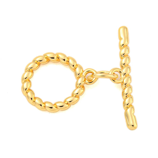 18k Gold Plated Twisted Toggle Clasp 13mm