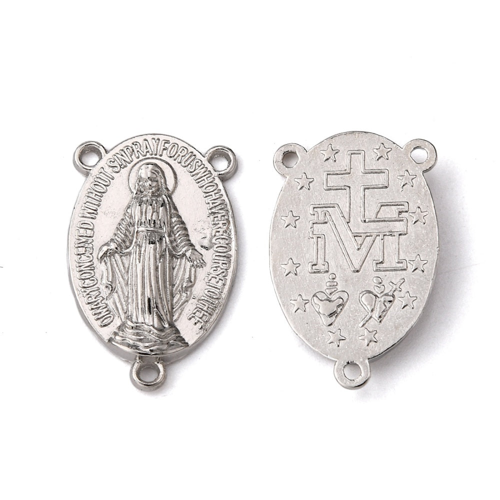 Silver Tone Rosary Connector 23x14mm