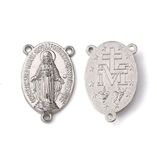 Silver Tone Rosary Connector 23x14mm