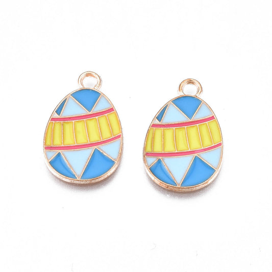Gold Plated Enamel Easter Egg Charms 22x14mm - Pack of 2 - Yellow