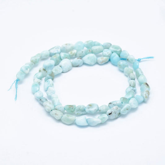 5-8mm Natural Larimar Nugget Bead Strand - Approx 14 Inches
