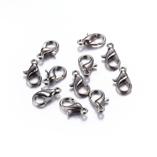 Gunmetal Lobster Clasps 10x6mm – Pack of 10