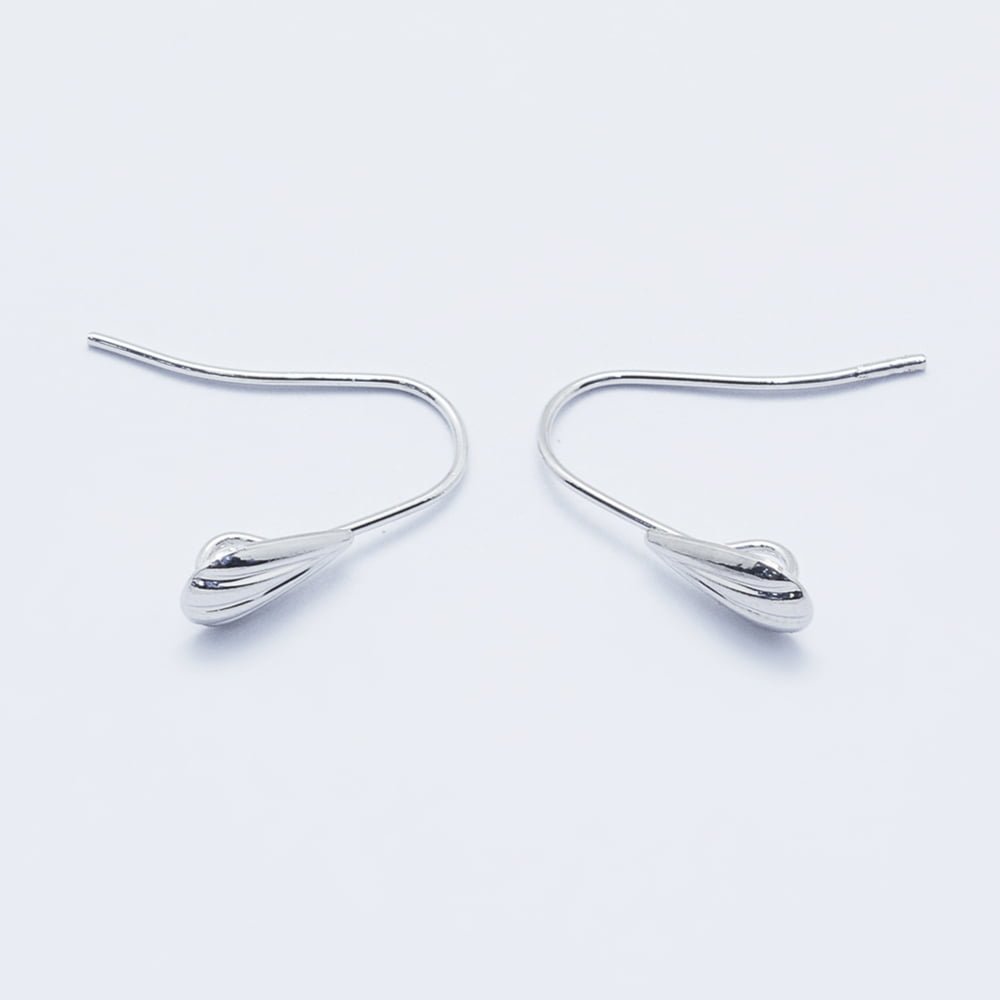 Platinum Plated Earring Hooks with Scallop Design x 10