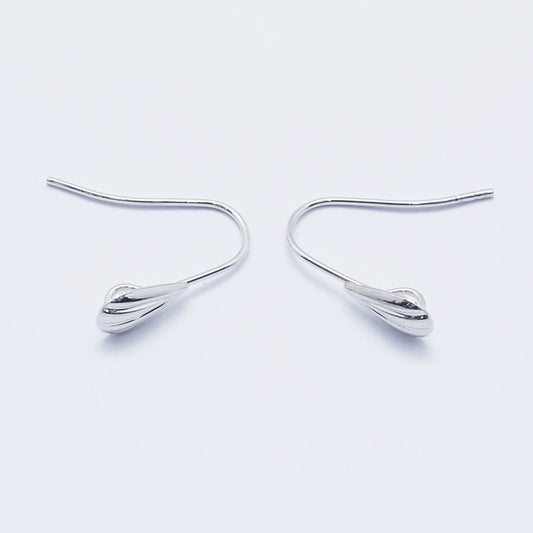 Platinum Plated Earring Hooks with Scallop Design x 10