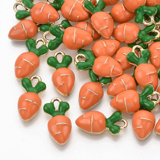 Gold Plated Enamel Carrot Charm - 17x9mm - Pack of 2