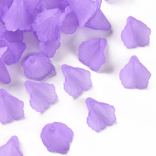 Lucite Trumpet Flower Beads – 18mm – Pack of 10 – Lilac