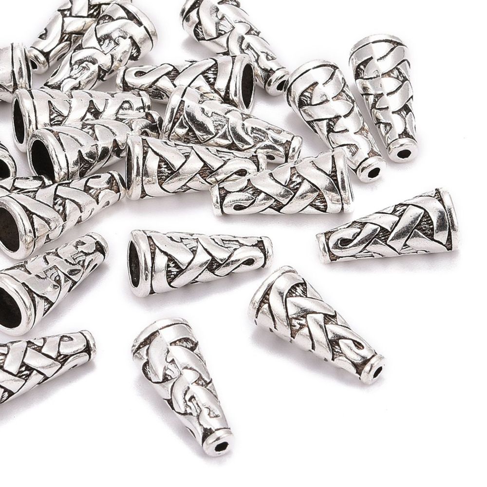 Silver Plated Cone 18x8mm - Fits 5mm Bead - Pack of 10