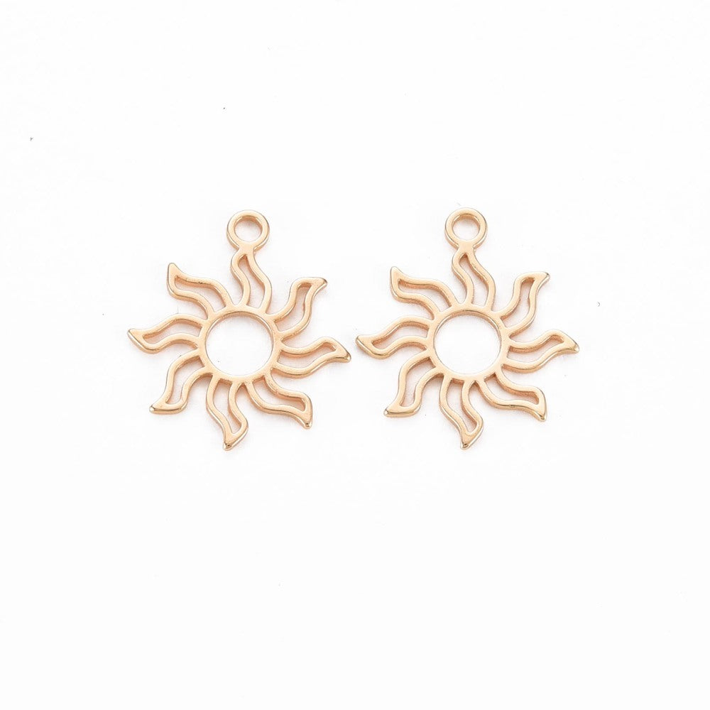18k Gold Plated Sun Charm 15x13mm - Pack of 2