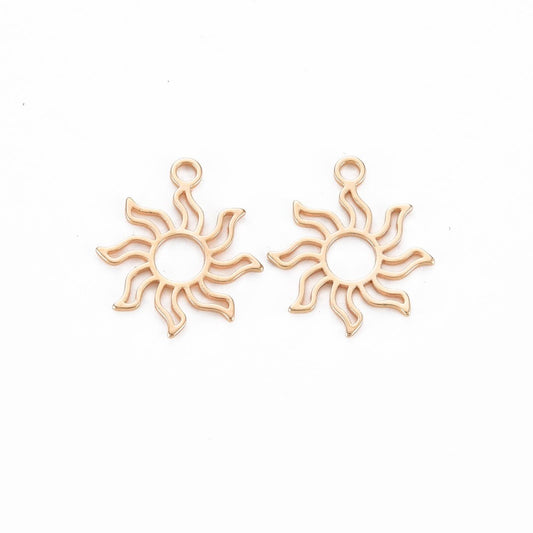 18k Gold Plated Sun Charm 15x13mm - Pack of 2