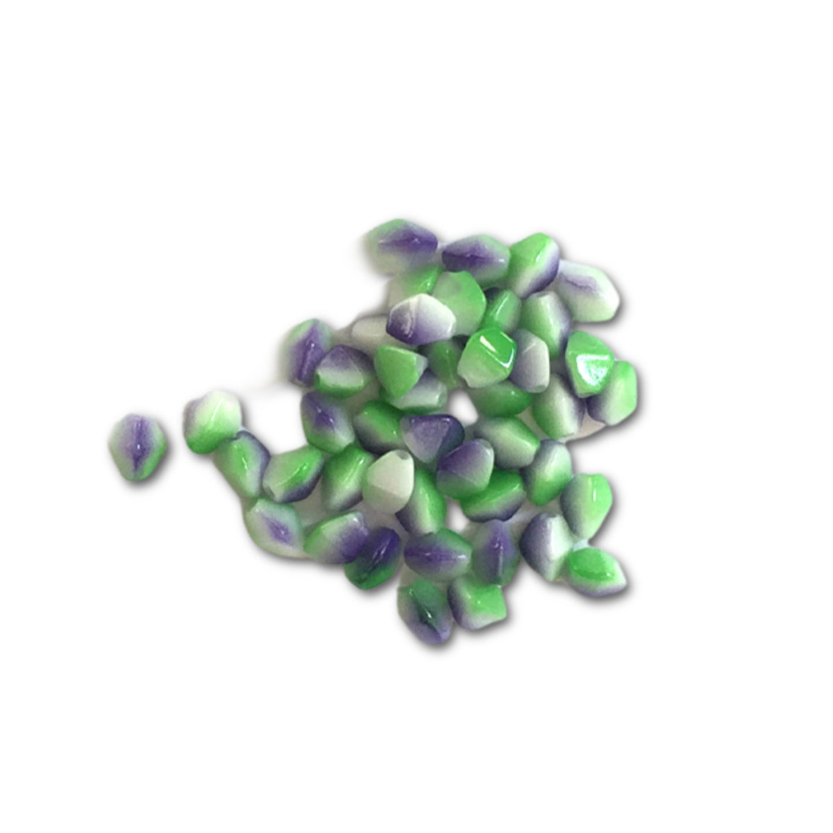 Jablonex Recycled - 5mm Pinch Beads - Green/White/Purple - Pack of 50