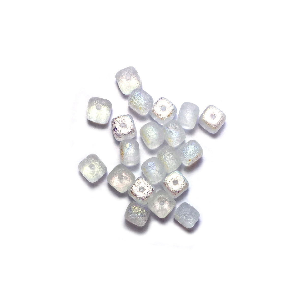 Jablonex Recycled - 5x7mm Cube Beads - Etched Crystal AB - Pack of 20