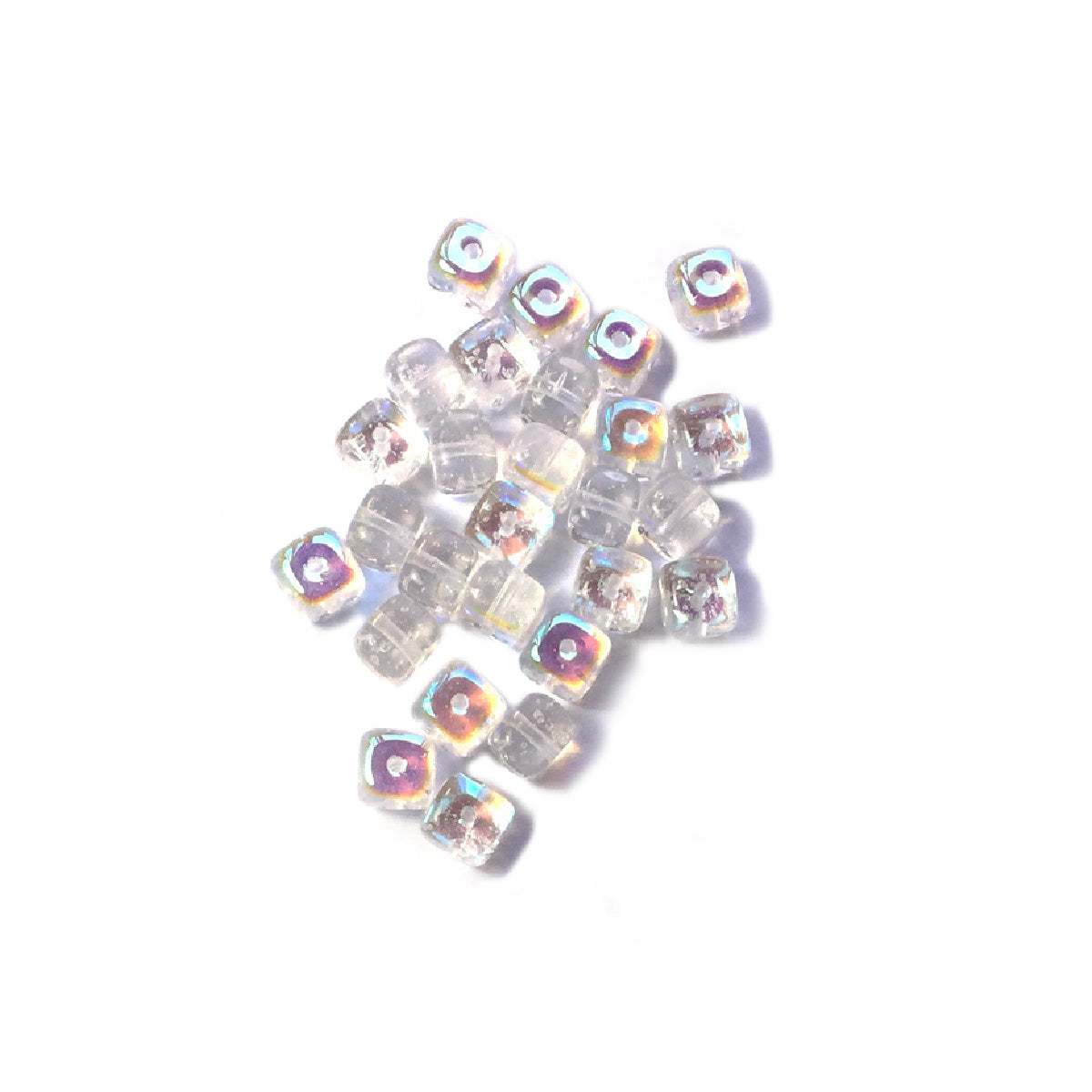Jablonex Recycled - 5x7mm Cube Beads - Crystal AB - Pack of 20