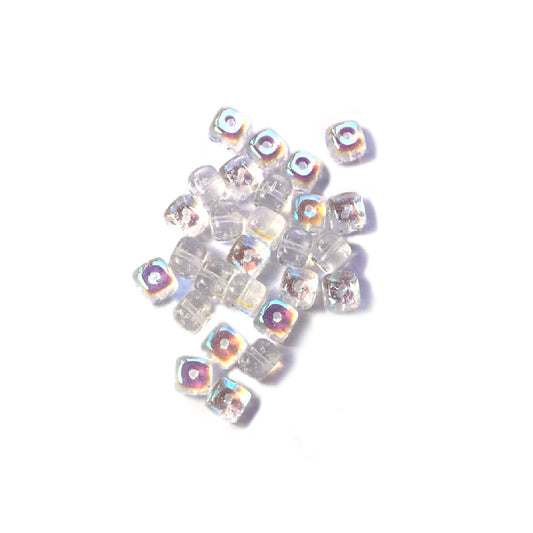 Jablonex Recycled - 5x7mm Cube Beads - Crystal AB - Pack of 20