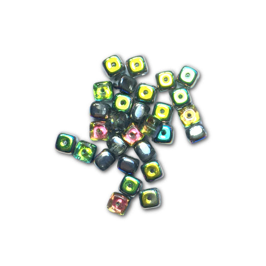 Jablonex Recycled - 5x7mm Cube Beads - Crystal Vitrail - Pack of 20