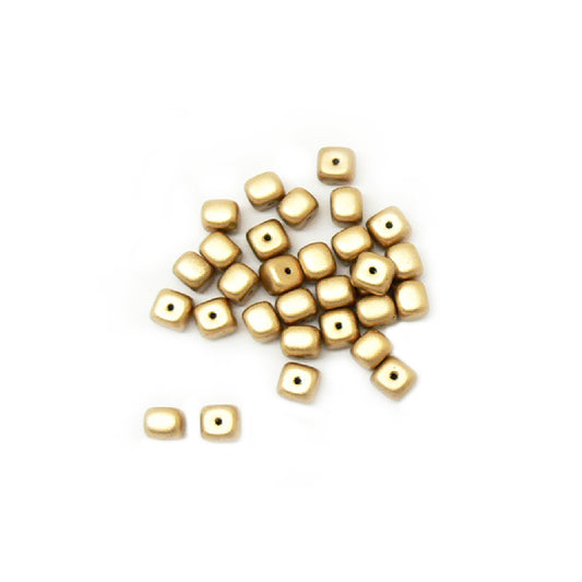 Jablonex Recycled - 5x7mm Cube Beads - Matte Gold - Pack of 20