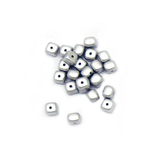 Jablonex Recycled - 5x7mm Cube Beads - Matte Silver - Pack of 20