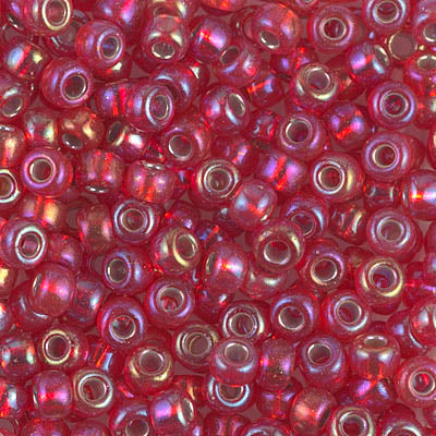6/0 Miyuki Seed Beads - 25g Bag – Silver Lined Flame Red AB - Colour 1010