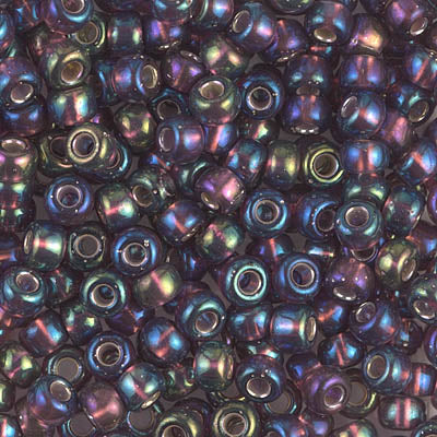 6/0 Miyuki Seed Beads - 25g Bag – Silver Lined Dark Smoky Amethyst AB - Colour 1013