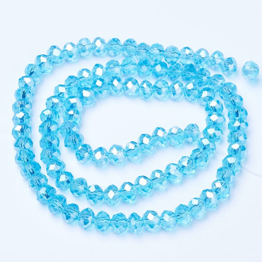 6x8mm Crystal Rondelle Bead Strand – Approx 60 Beads – Aqua