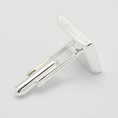 Silver Plated Square Cuff Link Findings – Tray 16x16mm – Pair