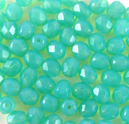6mm Czech Fire Polish – 61100 – Alabaster Turquoise x 100