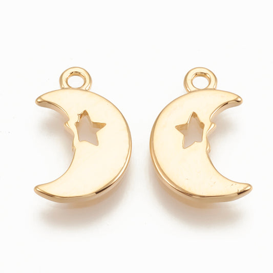 18k Gold Plated Moon and Star Charm 12x8mm - Pack of 2