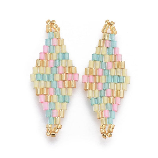 Handmade Beaded Diamond Charm 33x12mm – Design 3