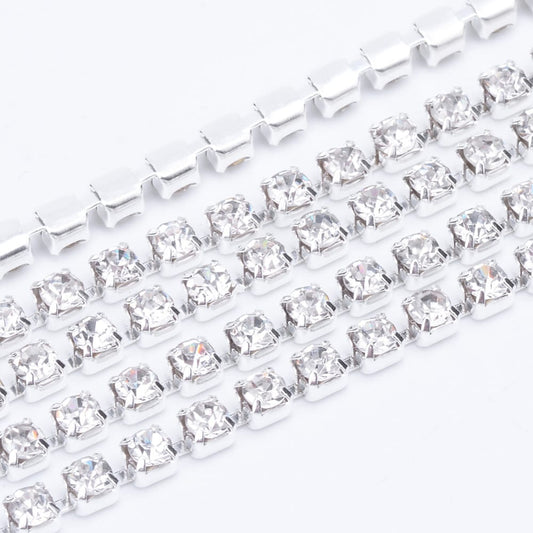 4mm Silver Plated Cup Chain – Crystal – 50cm Length