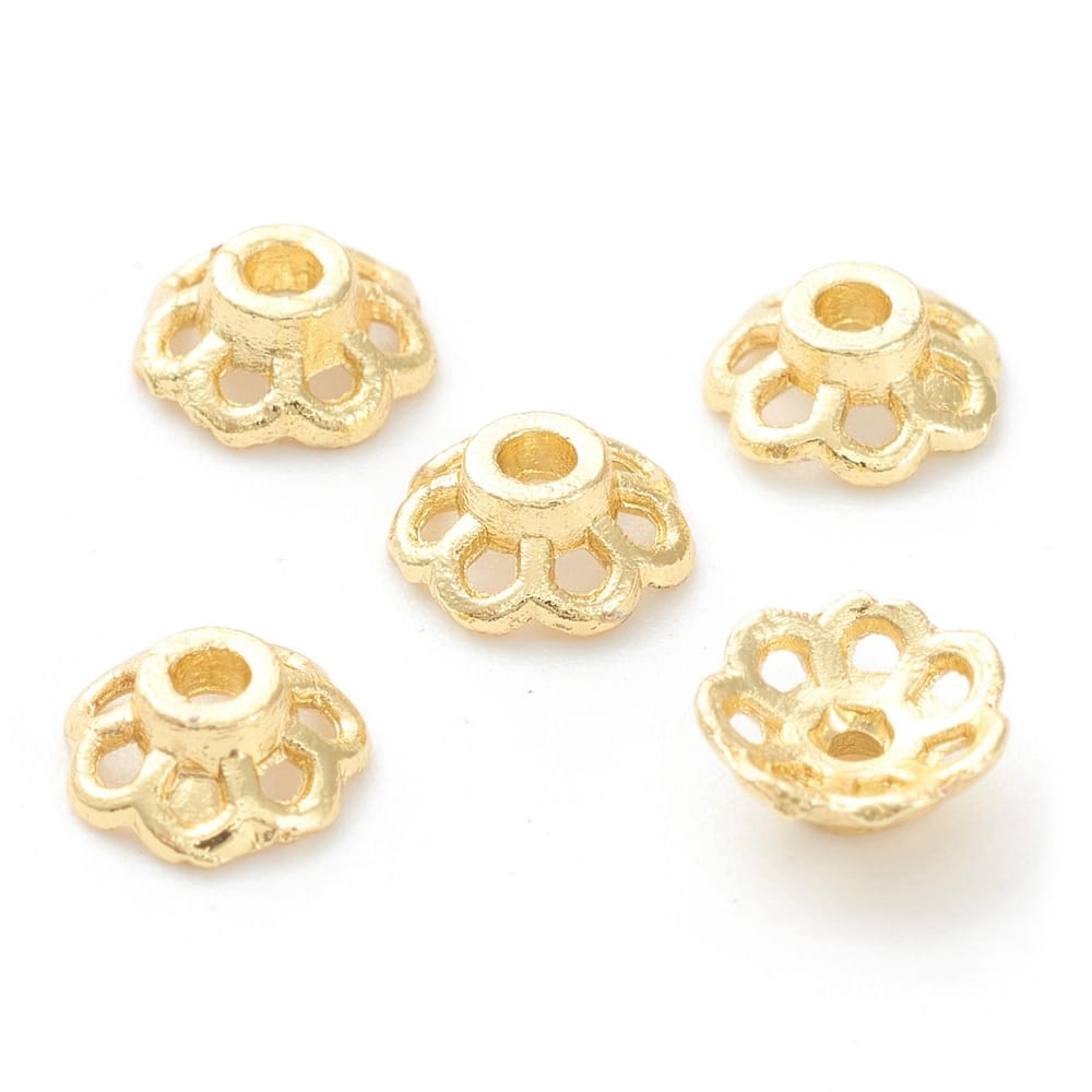 6x2mm 18k Gold Plated Flower Bead Caps - Pack of 20