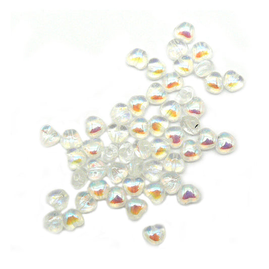 Jablonex Recycled - 6mm Heart Beads - Crystal AB - Pack of 20