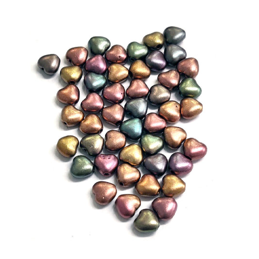 Jablonex Recycled - 6mm Heart Beads - Crystal Violet Rainbow - Pack of 20