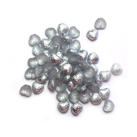 Jablonex Recycled - 6mm Heart Beads - Etched Silver - Pack of 20
