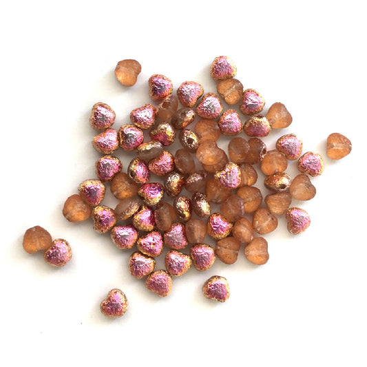 Jablonex Recycled - 6mm Heart Beads - Etched Sliperit - Pack of 20