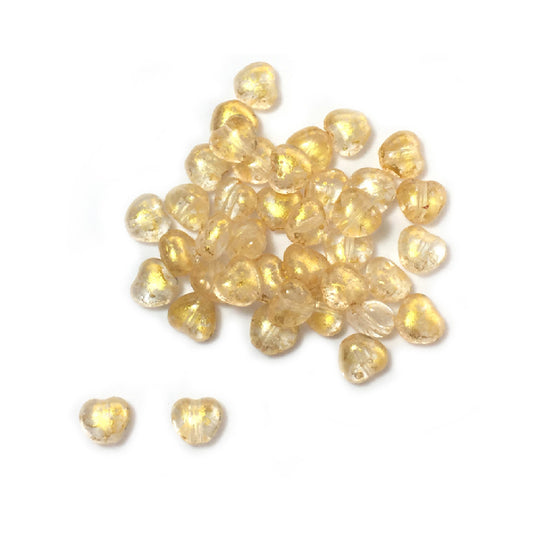 Jablonex Recycled - 6mm Heart Beads - Gold Foiled - Pack of 20