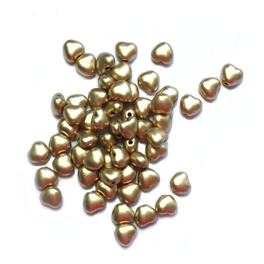 Jablonex Recycled - 6mm Heart Beads - Matte Gold - Pack of 20