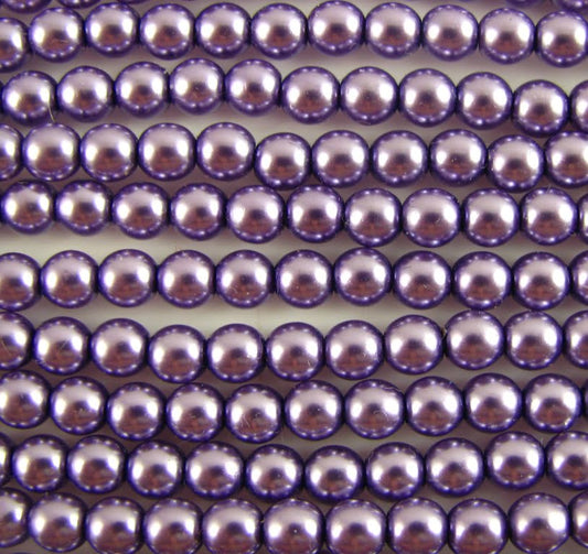 2mm Czech Round Glass Pearl Pack of 100 – 70022 – Violet