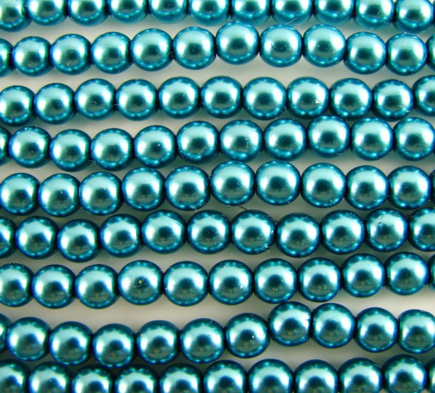6mm Czech Round Glass Pearl Strand of 36 – 70032 – Turquoise