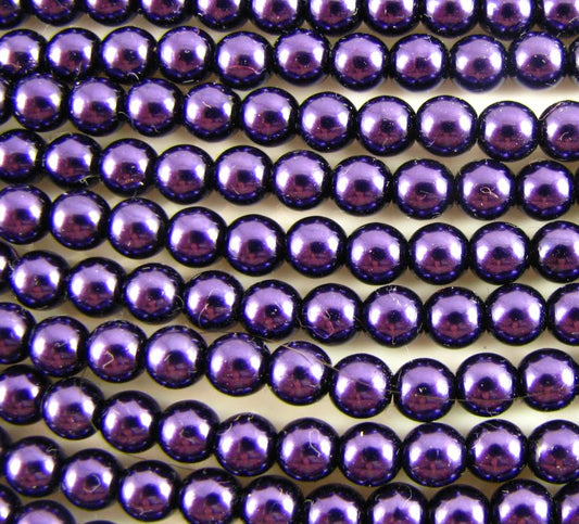 2mm Czech Round Glass Pearl Pack of 100 – 70038 – Amethyst