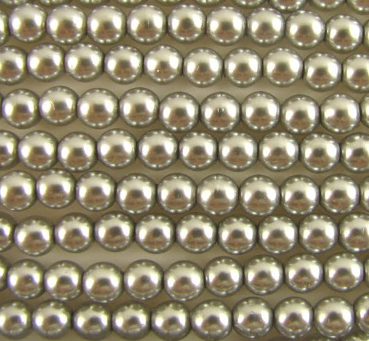 2mm Czech Round Glass Pearl Pack of 100 – 70041 – Silver