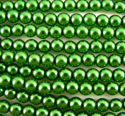 6mm Czech Round Glass Pearl Strand of 36 - 70054 - Forest