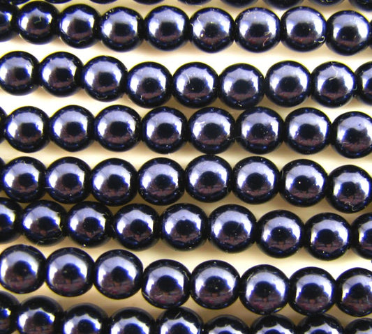 6mm Czech Round Glass Pearl Strand of 36 – 70063 – Navy