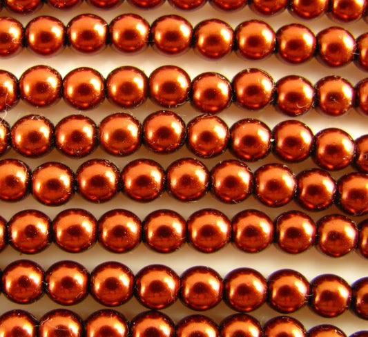 4mm Czech Round Glass Pearl - Bag of 100 - 70084 - Copper