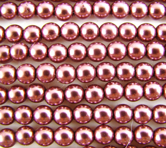 2mm Czech Round Glass Pearl Pack of 100 – 70088 – Old Rose