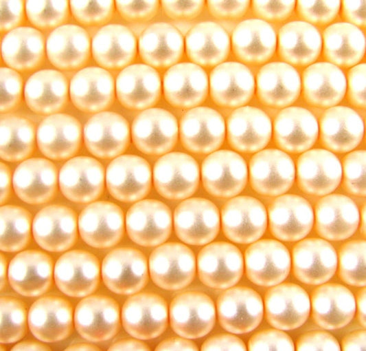 3mm Czech Round Glass Pearl - Strand of 74 – 70173 – Frosted Champagne