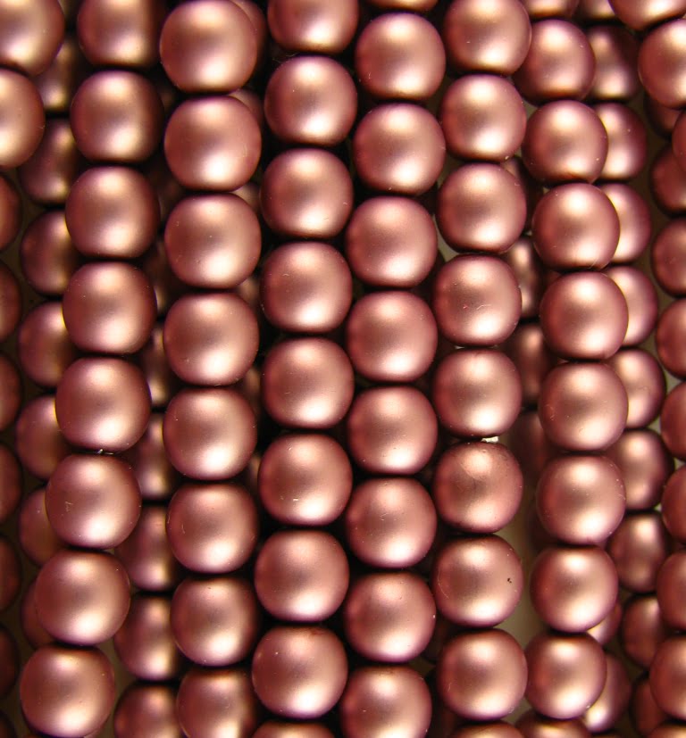 6mm Czech Round Glass Pearl Strand of 36 - 70188 - Frosted Old Rose