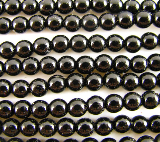 4mm Czech Round Glass Pearl - Bag of 100 – 70409 – Black